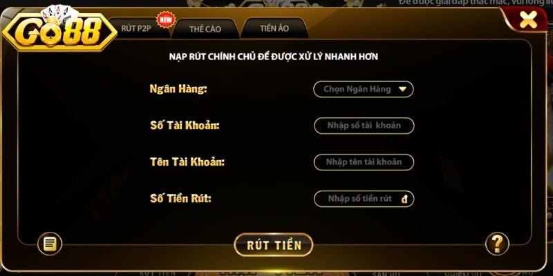 Rút tiền GO88 qua ngân hàng